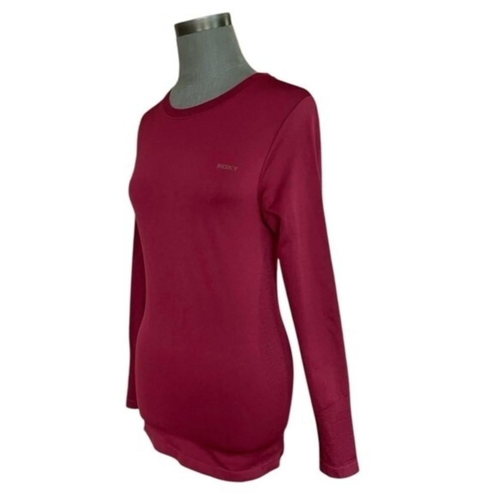 ROXY Burgundy DryFlight Nylon Seamless Long Sleeve Surf Rashguard Womens Sz M/L - Picture 5 of 7